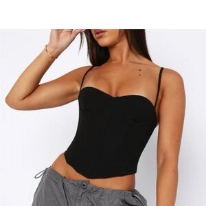 White Fox Boutique Black Bustier Crop Top - XS NWT
